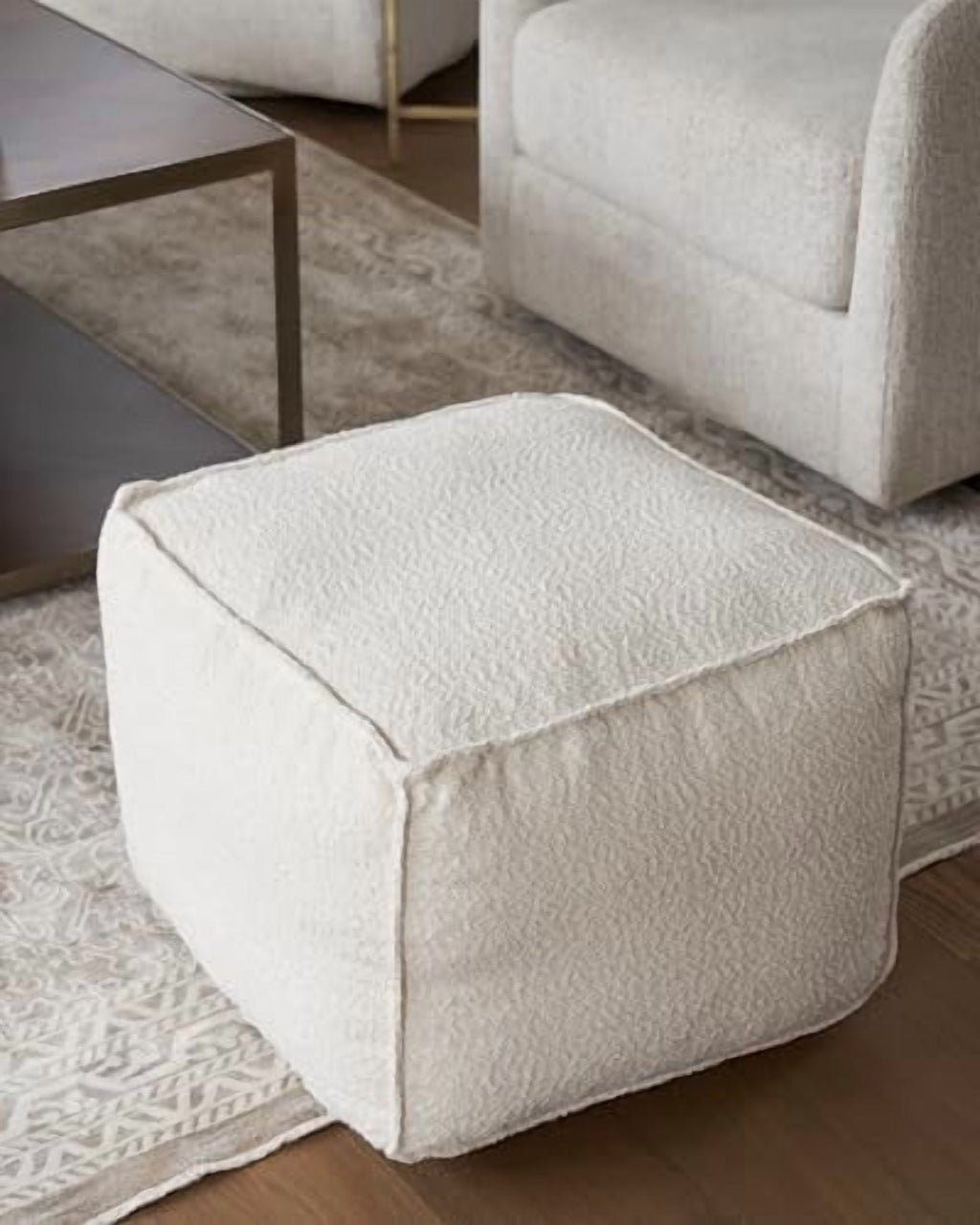 Elladera Beautiful Boucle Pouf Ottoman and Foot Rest- Elevate Your Living Room