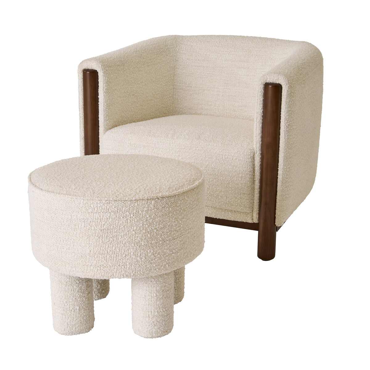 Elladera Adlin Ottoman, Cream Boucle