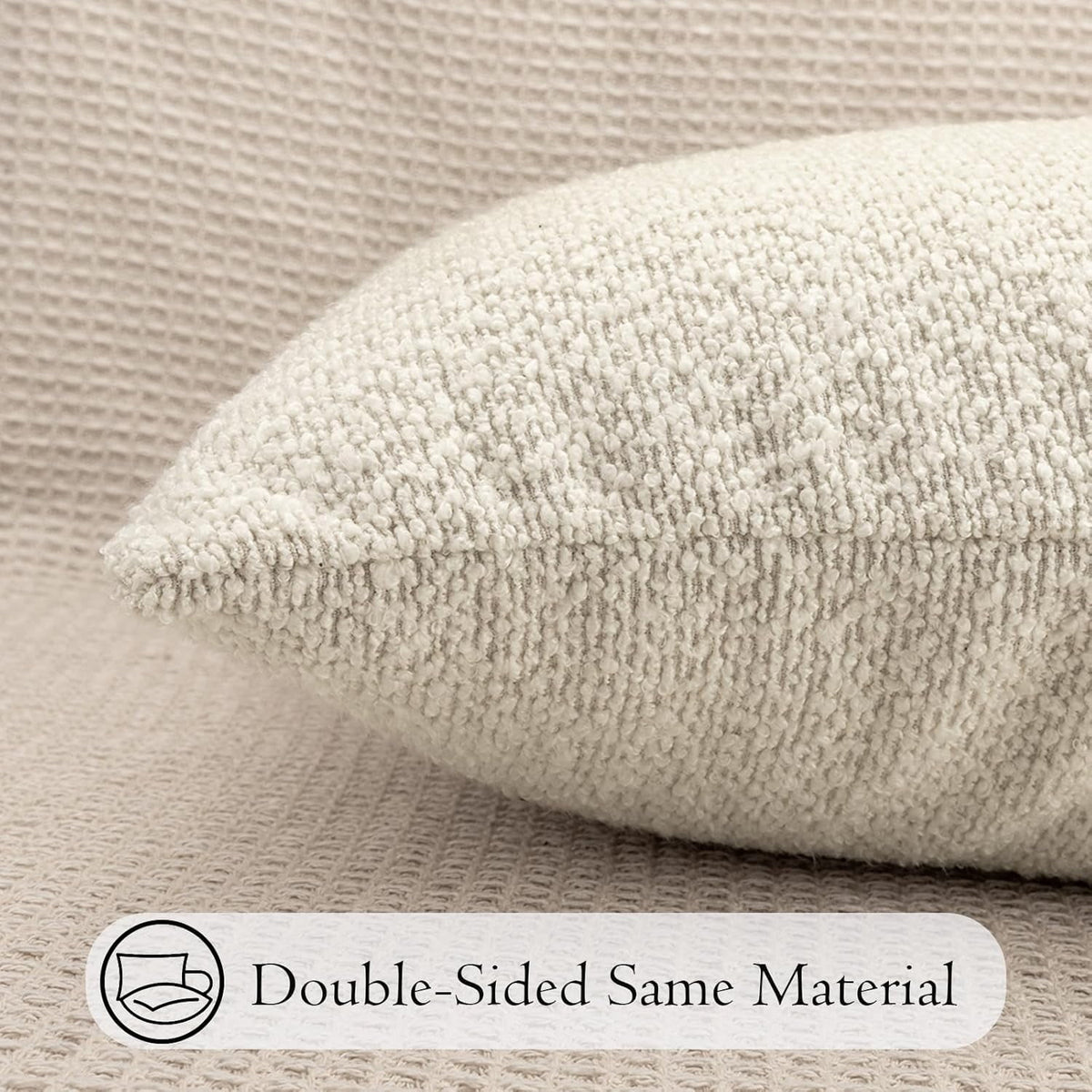 Elladera 12x24 inch Boucle Lumbar Pillow Cover, Cream Woven Texture Neutral Long