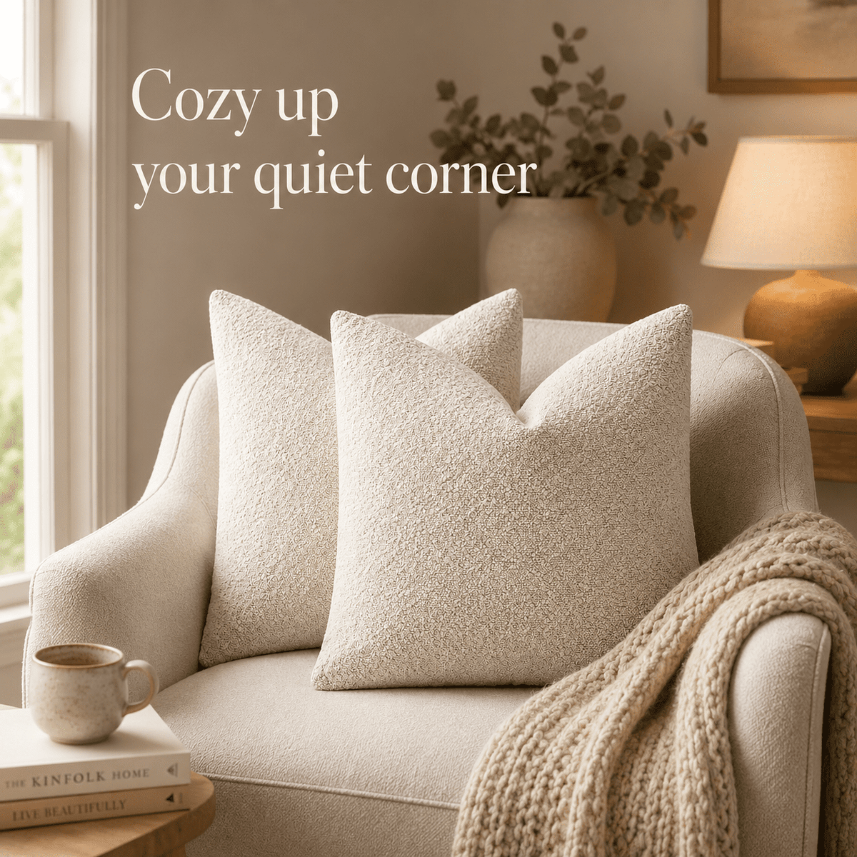 Elladera 20x20 Pillow Covers Set of 2, Textured Boucle Decorative Throw Pillow