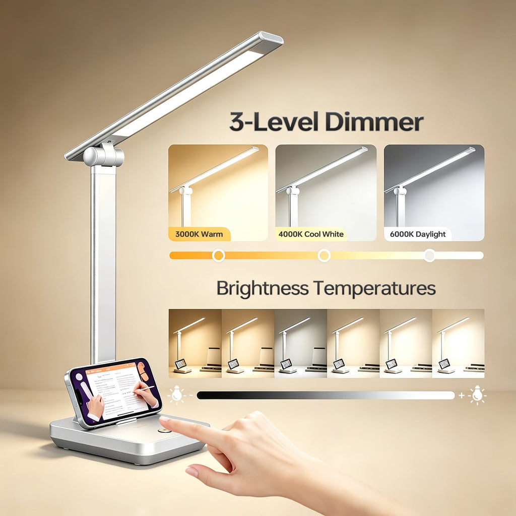 Elladera LED Desk Lamp Touch Control Metal Desk Light 3 Color Modes 5 Brightness