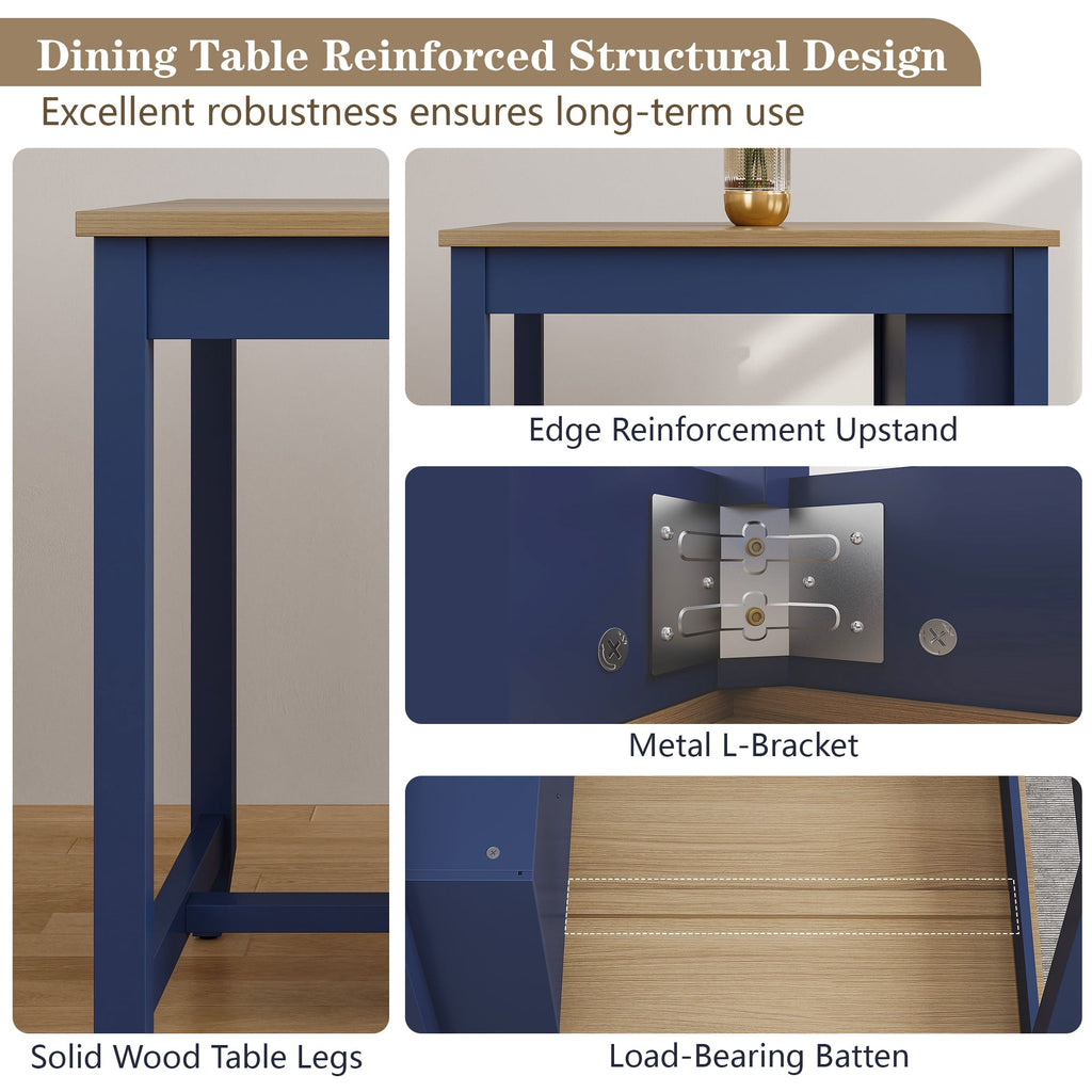 Elladera HLR Farmhouse Blue Dining Table for 2 with Seasoning Rack, Kitchen Dining