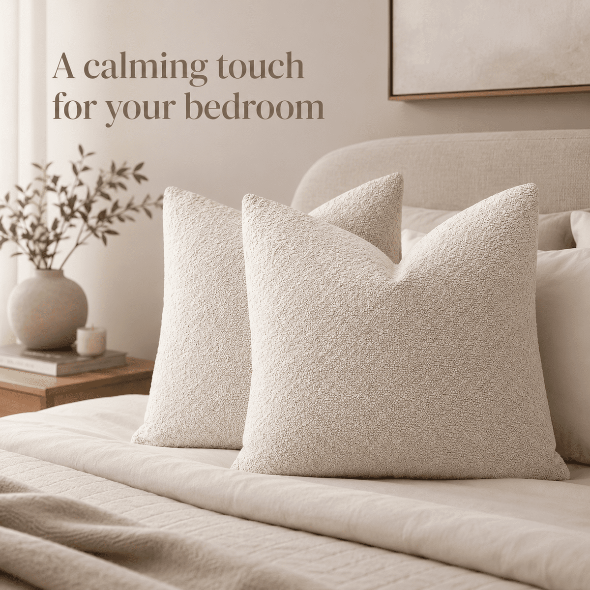 Elladera 20x20 Pillow Covers Set of 2, Textured Boucle Decorative Throw Pillow