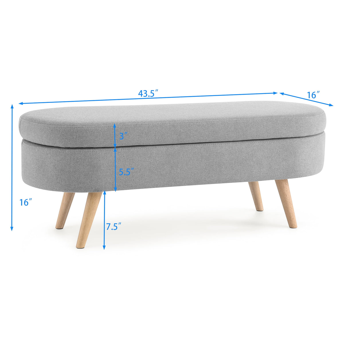 Elladera 43.5" Linen Storage Ottoman Bench for Bedroom,Upholstered Boucle Ottoman
