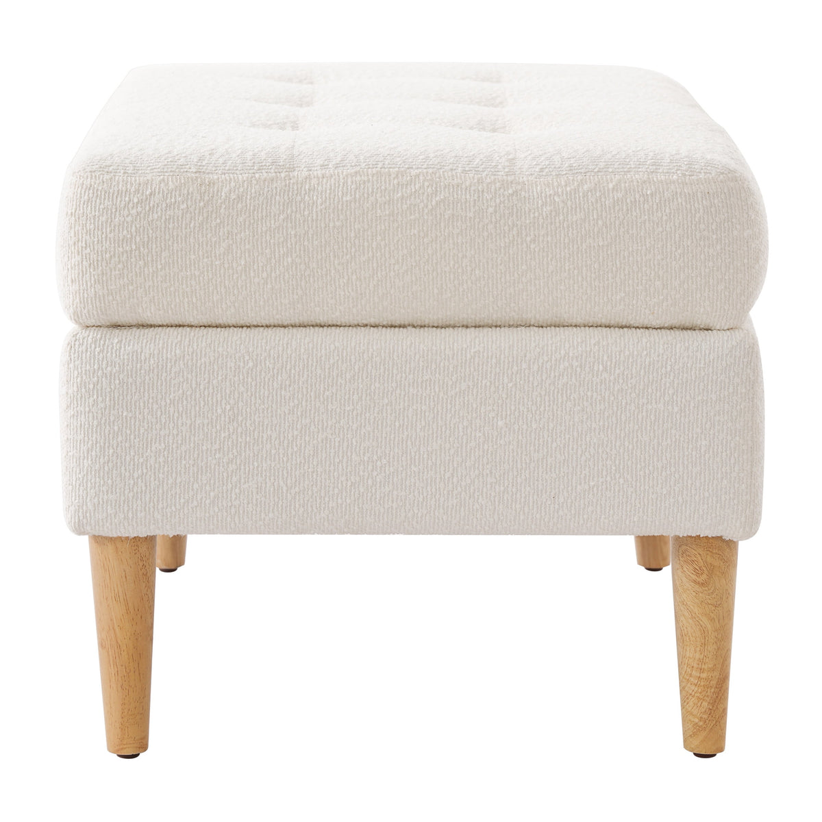Elladera Christopher Knight Home Tufted Boucle Upholstered Ottoman with Rubberwood