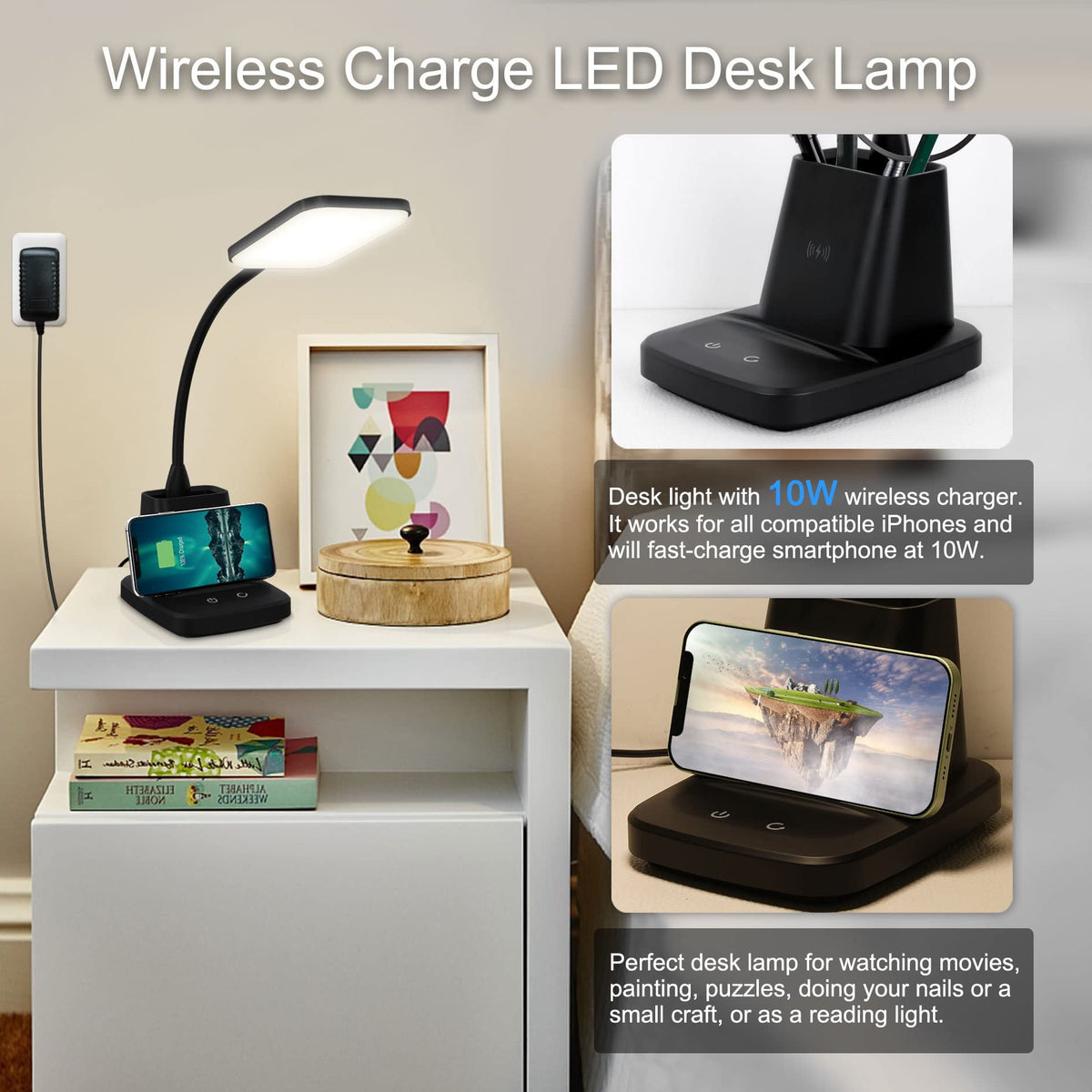 Elladera Sailstar LED Desk Lamp with Wireless Charging, 3 Color Modes,CRI 85,
