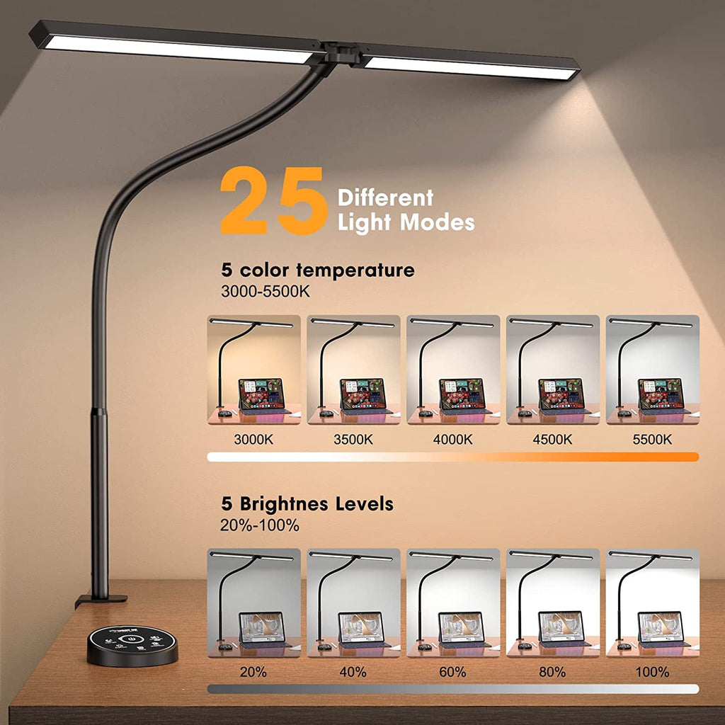 Elladera LED Desk Lamp for Home Office- 24W Architect Table Lamp with Clamp