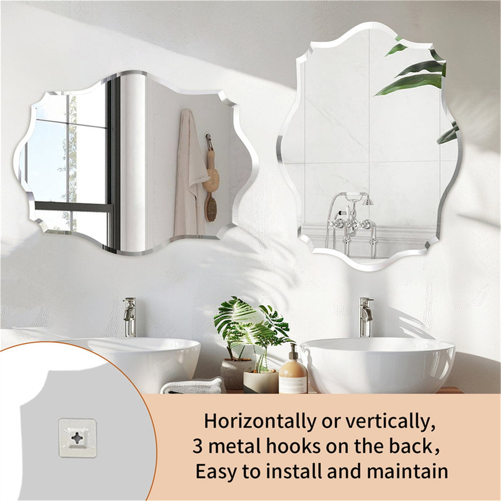 Elladera LUVODI 19.68x27.55 inch Irregular Wall Mirror Scalloped Beveled Edge