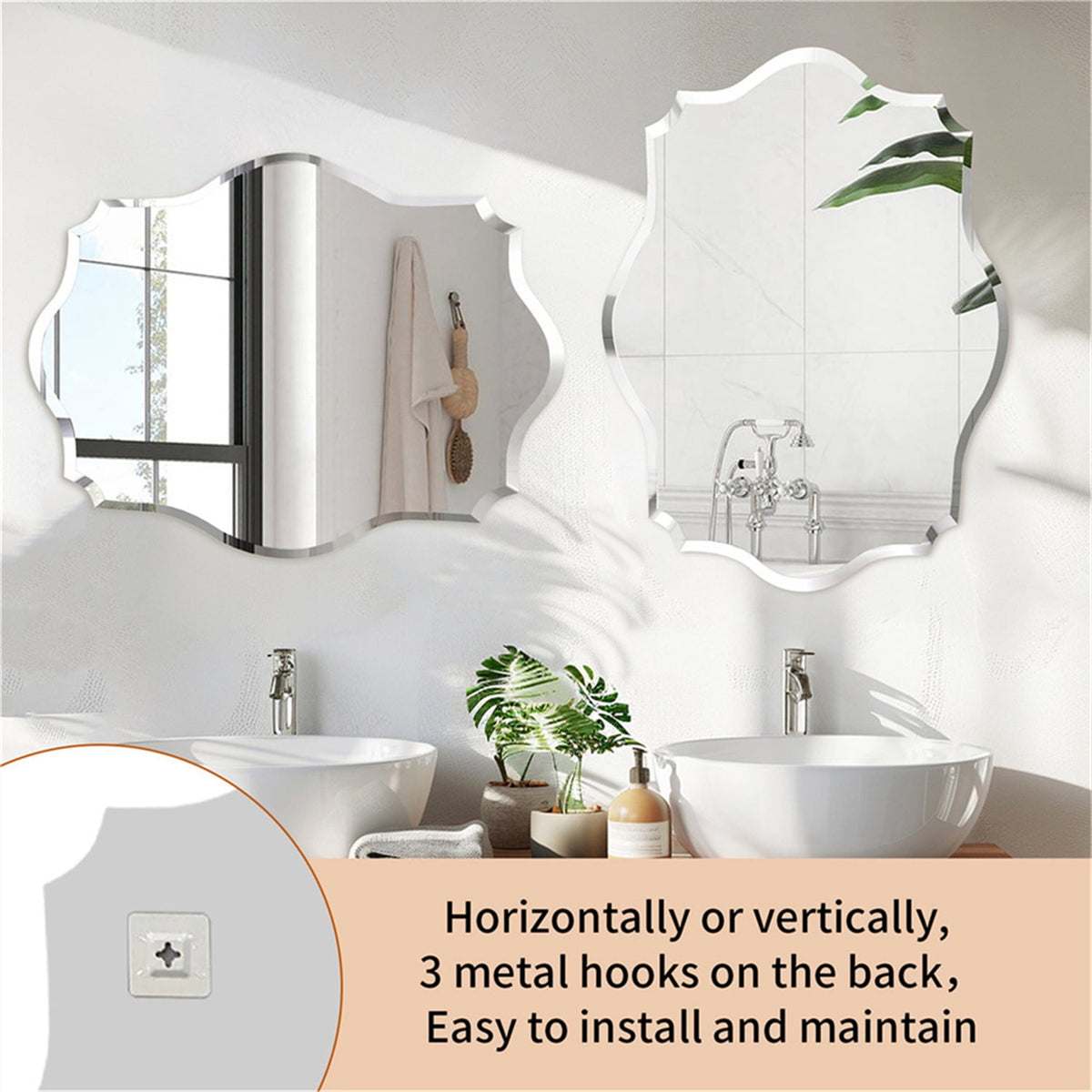 Elladera LUVODI 19.68x27.55 inch Irregular Wall Mirror Scalloped Beveled Edge