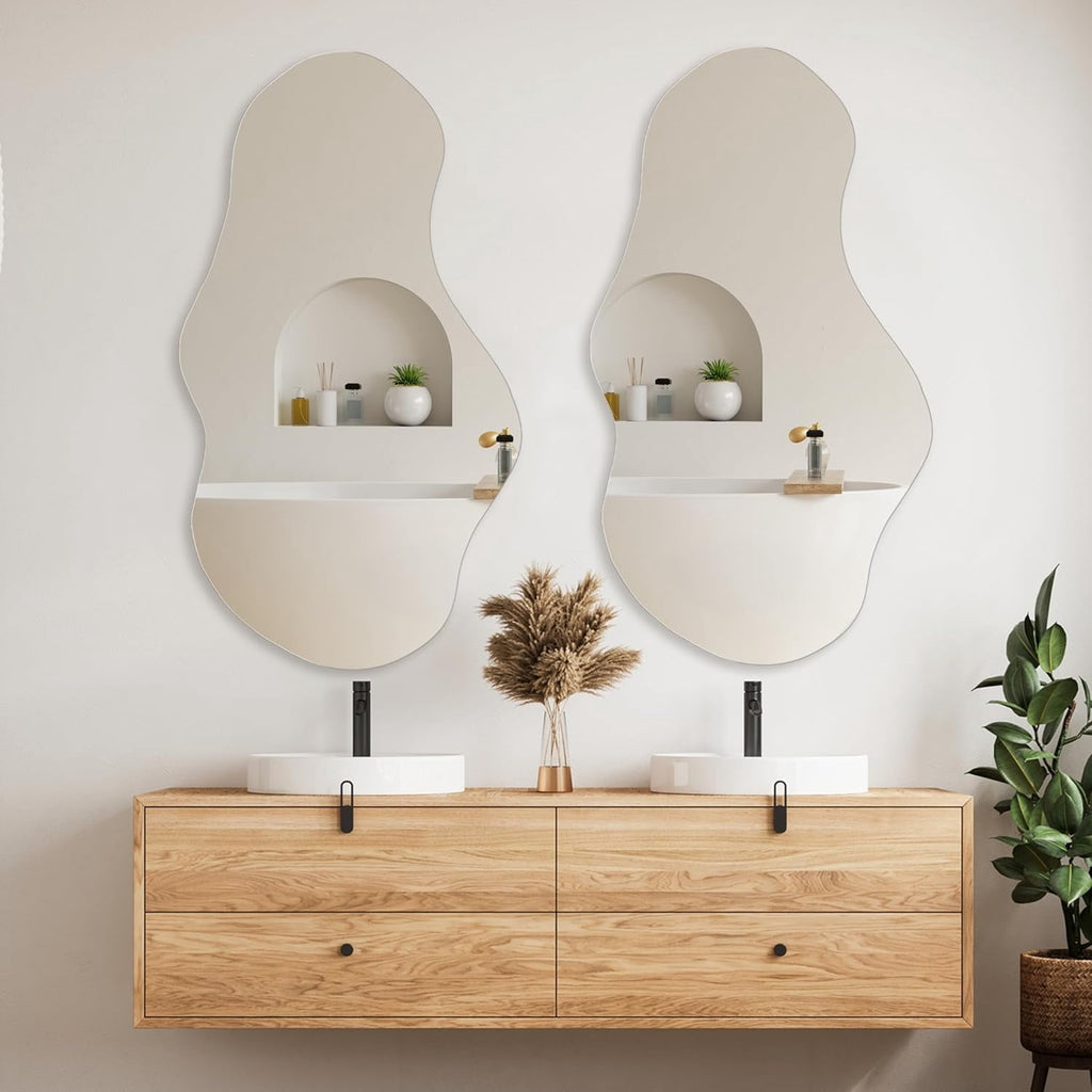 Elladera Irregular Wall Mirror Asymmetrical Mirror, 43''x24'' Decorative Modern