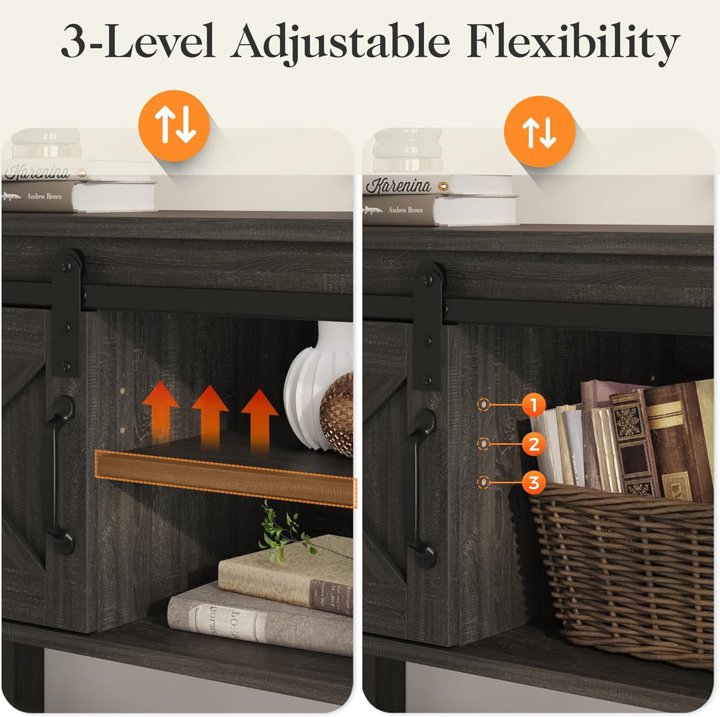 Elladera CozyHom Console Table With Storages&Shelves, Farmhouse Side Entryway Table