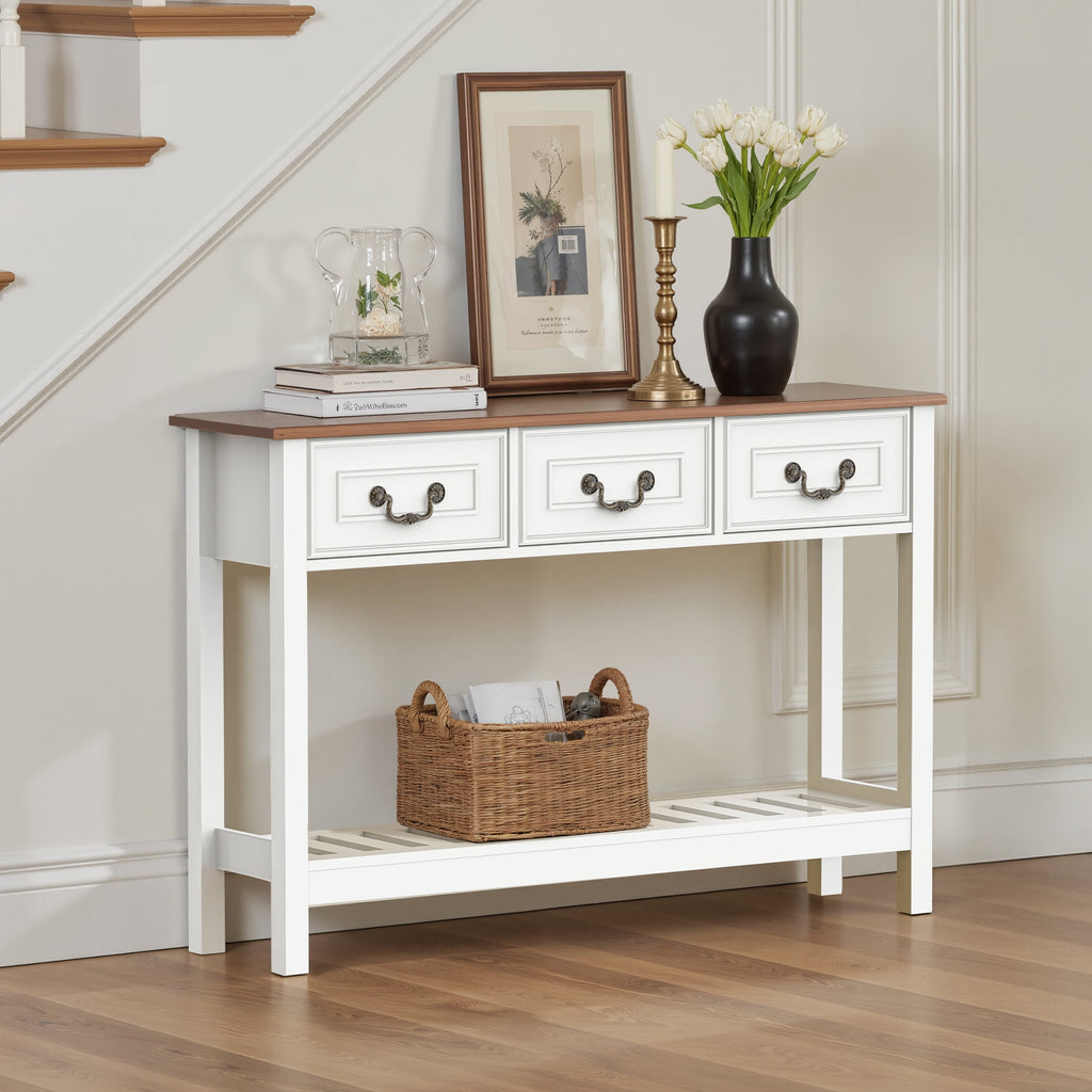 Elladera SPANSPACE Farmhouse Console Table with 3 Drawer, 47'' Entryway Table with