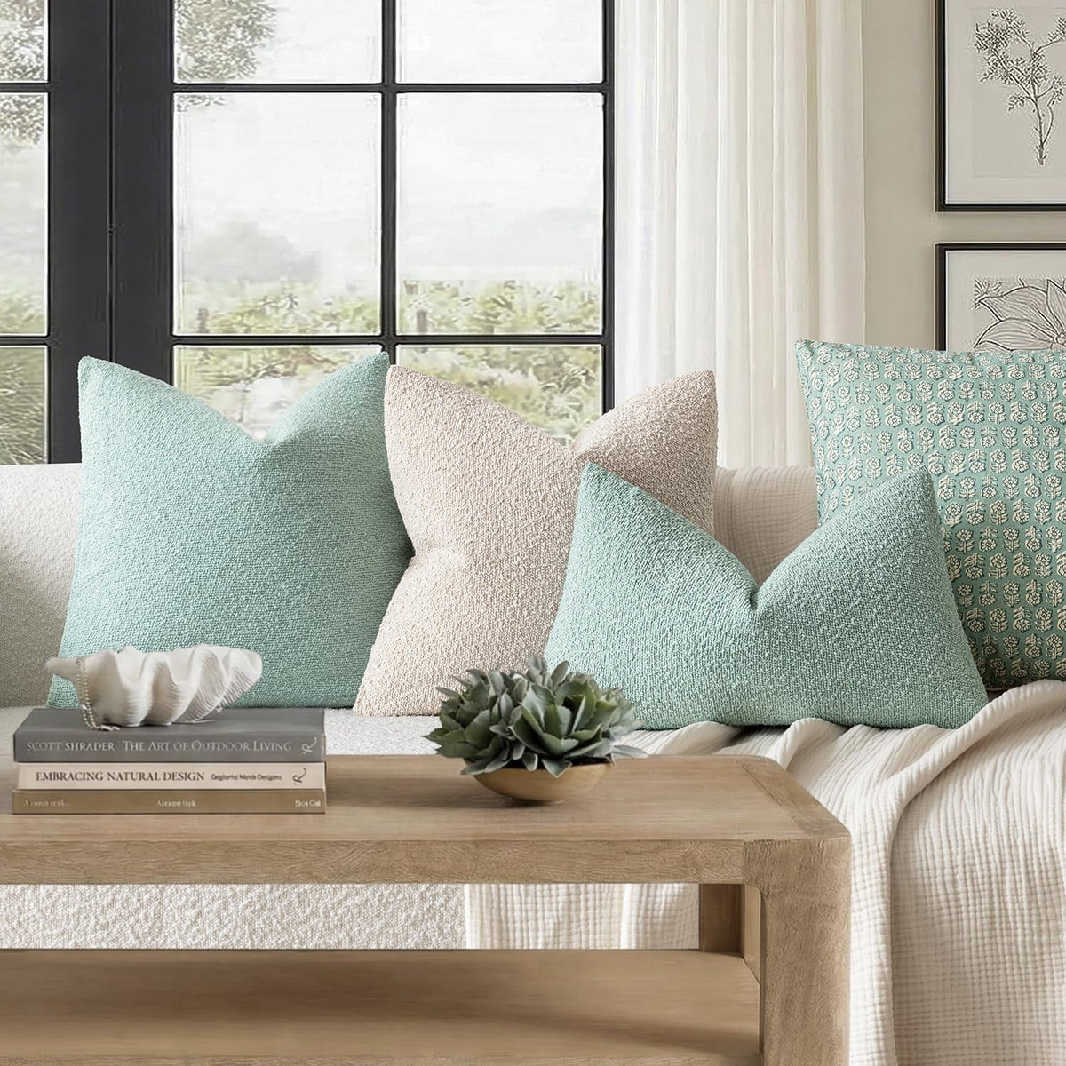 Elladera Pack Of 2 Textured Boucle Throw Pillow Covers Accent Solid Decorative