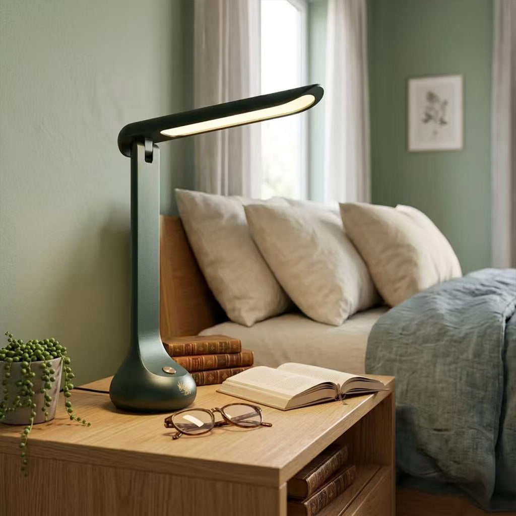 Elladera Cordless Rechargeable LED Desk Lamp, Dark Green, Adjustable Head