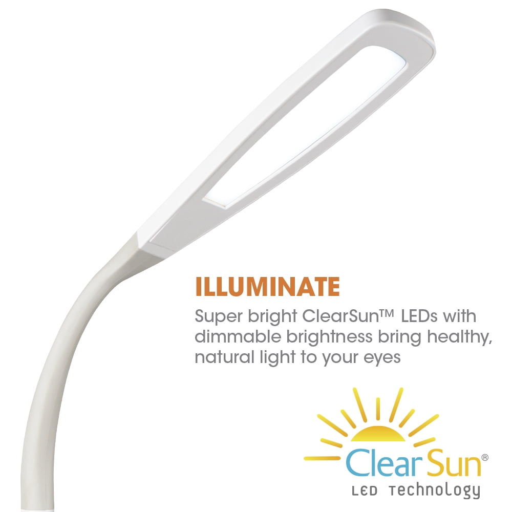 Elladera OttLite Wellness Series® Desk Lamp, White – Tablet & Smart Phone Stand,