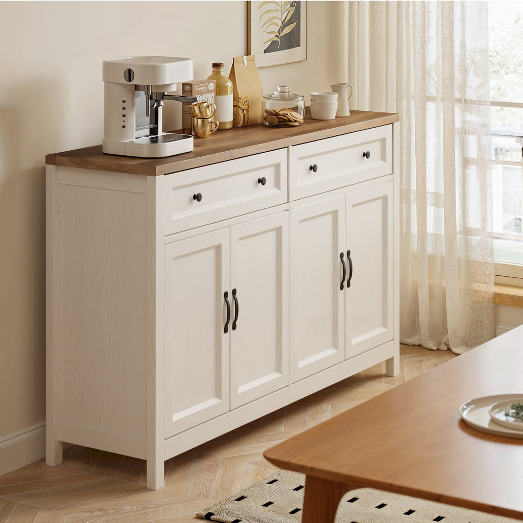 Elladera Aiho 55.1" Buffet Cabinet with 2 Drawers and 4 Doors, Farmhouse Sideboard