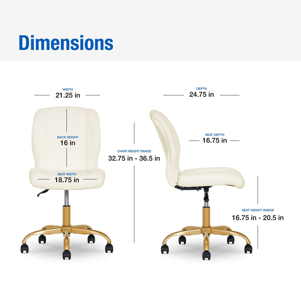 Elladera Bouclé Armless Office Chair for Adults and Teens, Cream