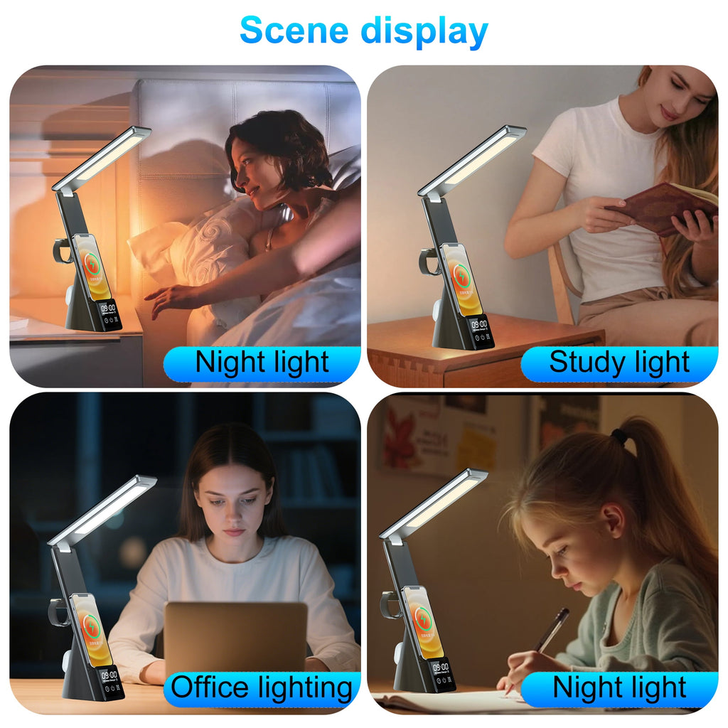 Elladera LED Desk Lamp with Wireless Charging,7-in-1 Touch Control Table Lamp,15W