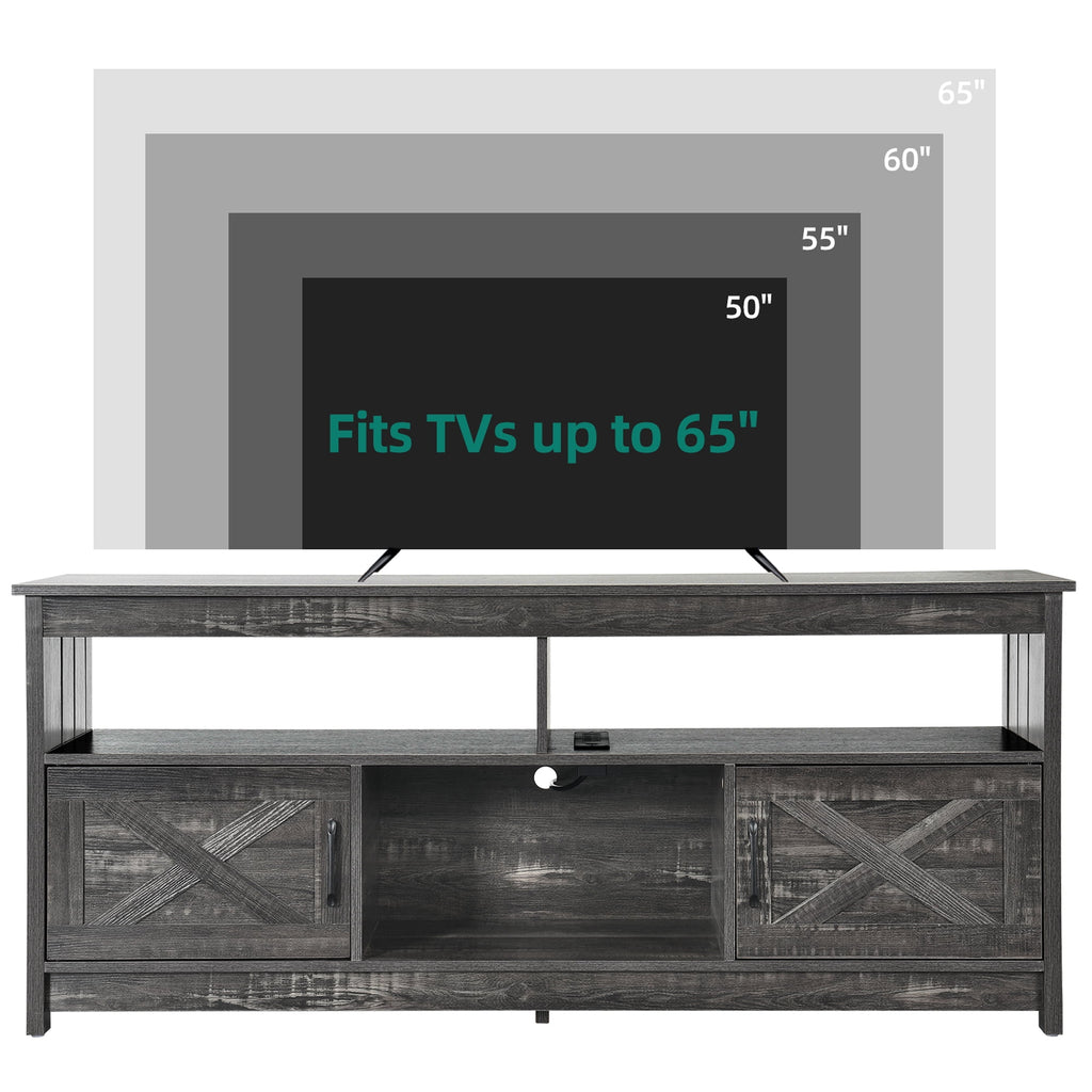Elladera Dextrus Farmhouse TV Stand up to 65 inch with Power Outlet, Media Console