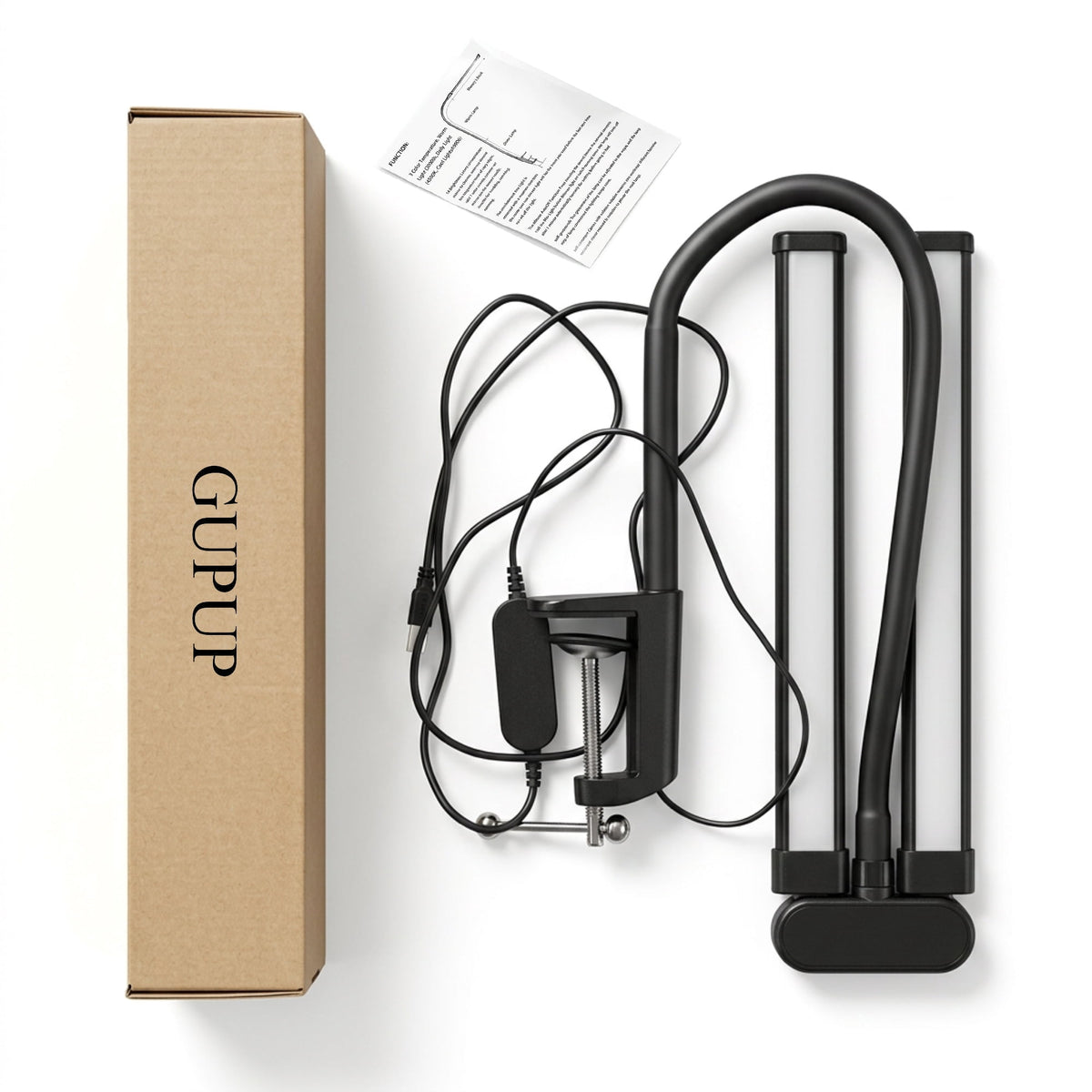 Elladera GUPUP LED Clip-on Desk Lamp, Eye Caring Dimmable Reading Light, Usb Power