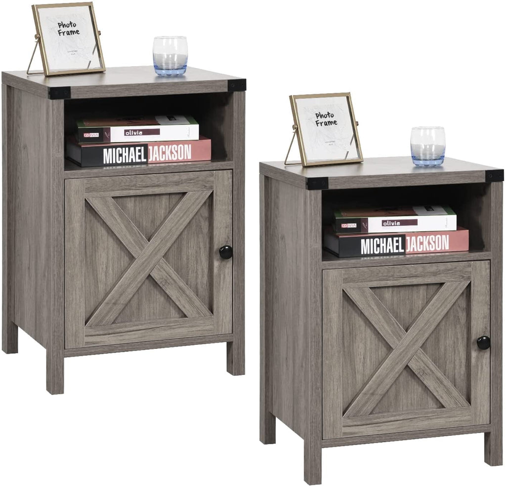 Elladera Catrimown Farmhouse End Table for Living Room Set of 2, Side Table