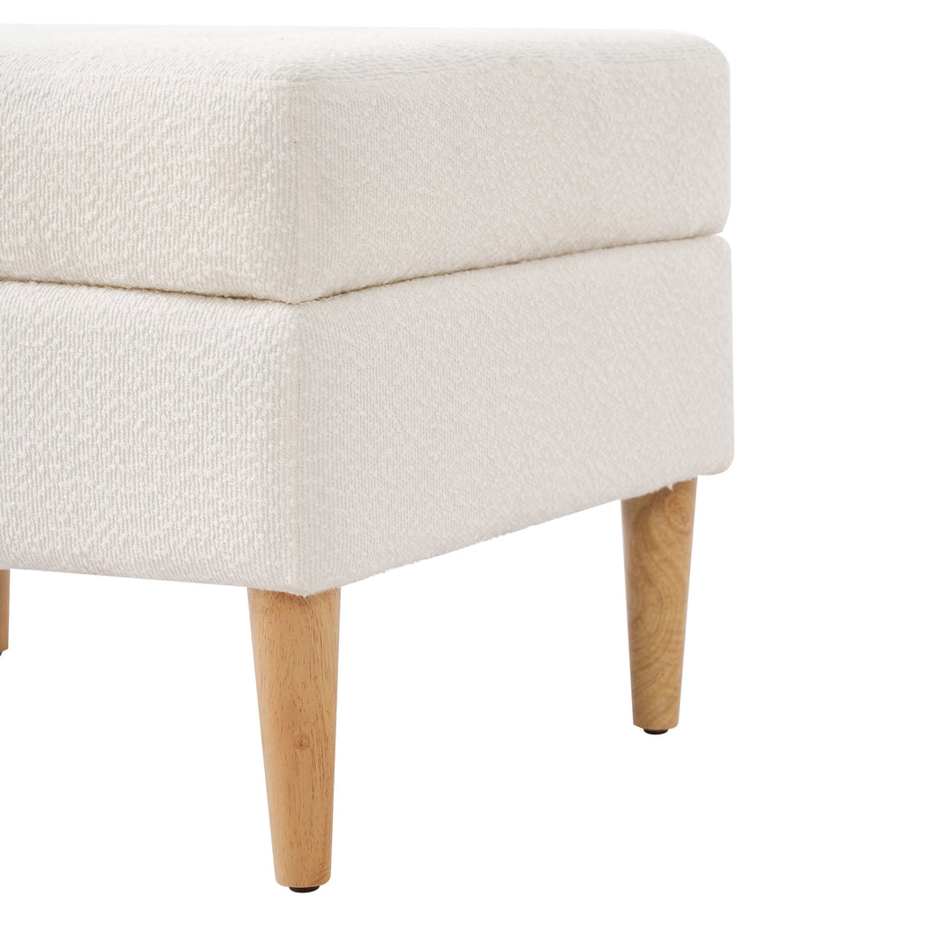 Elladera Christopher Knight Home Tufted Boucle Upholstered Ottoman with Rubberwood