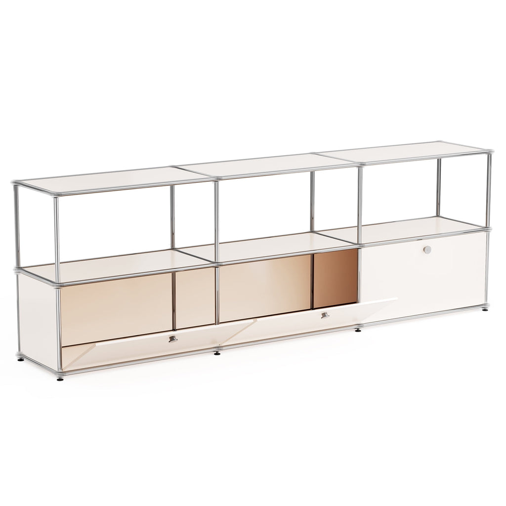 Elladera 2-Tier Accent Cabinet,Metal Storage Cabinets with 3 Doors,Open