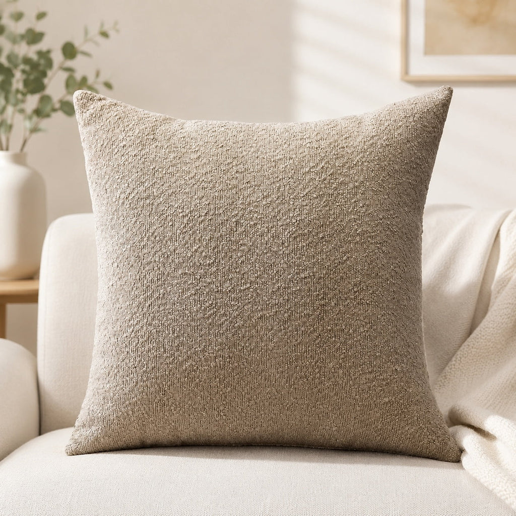 Elladera Set of 1 Textured Boucle Throw Pillow Cover, Square Soft Decorative Couch