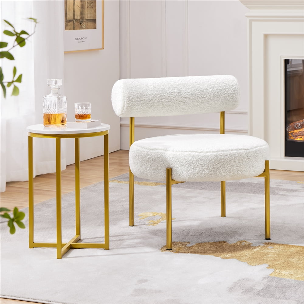Elladera Yaheetech Modern Boucle Accent Chair with Gold Metal Legs for Living Room