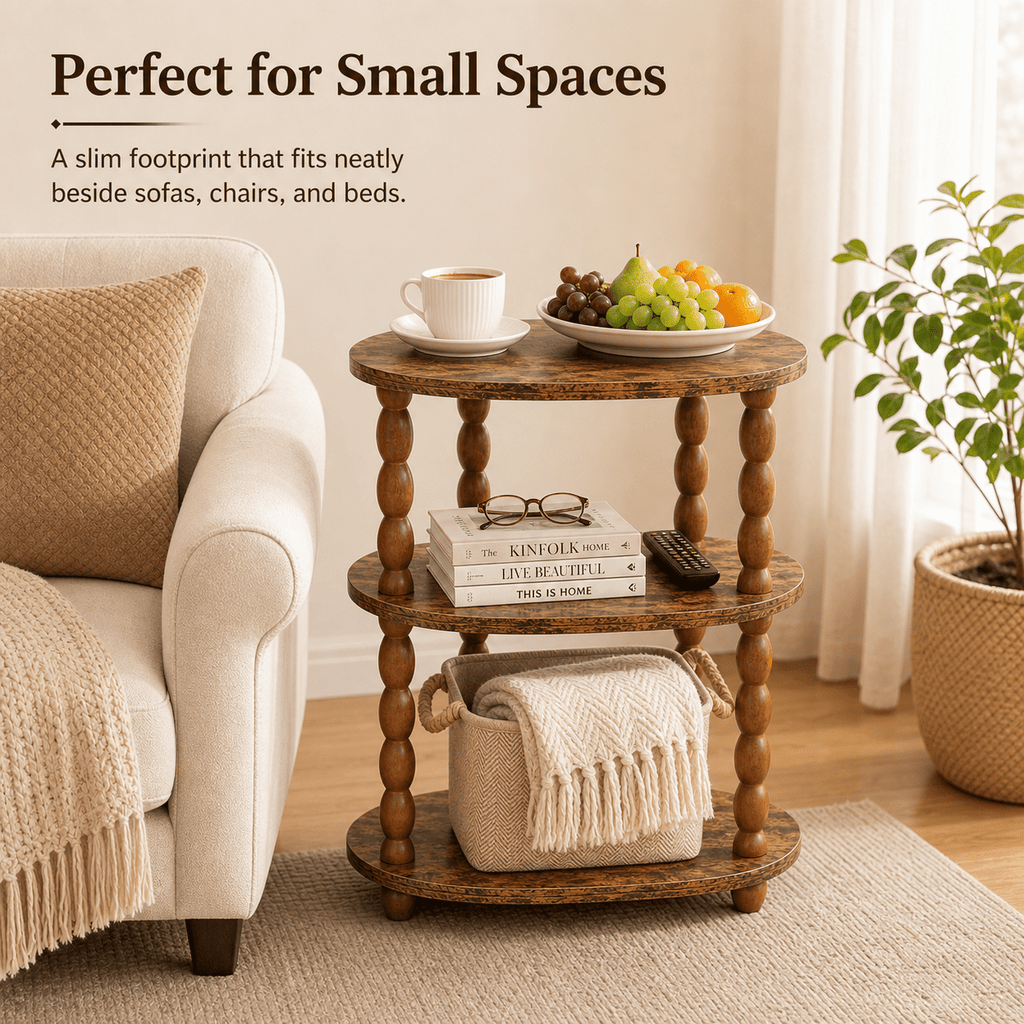 Elladera MEHOOM 3-Tier Side Table, Small End Table for Living Room and Bedroom,