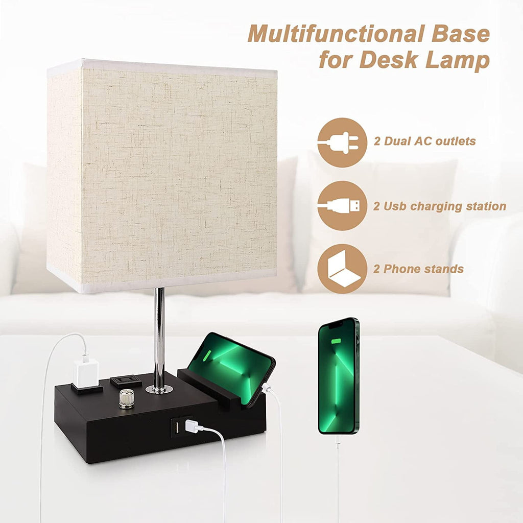 Elladera Bedside Table Lamp for Bedroom with Dual Fast USB Charging Ports, Fully