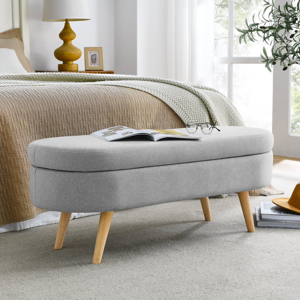 Elladera 43.5" Linen Storage Ottoman Bench for Bedroom,Upholstered Boucle Ottoman