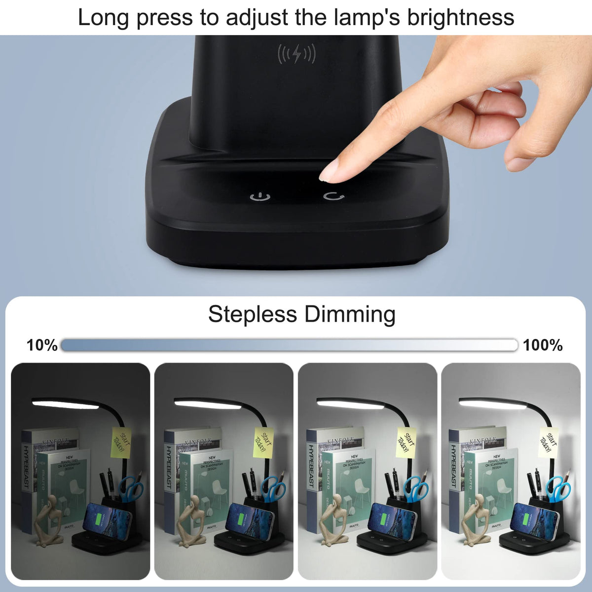 Elladera Sailstar LED Desk Lamp with Wireless Charging, 3 Color Modes,CRI 85,