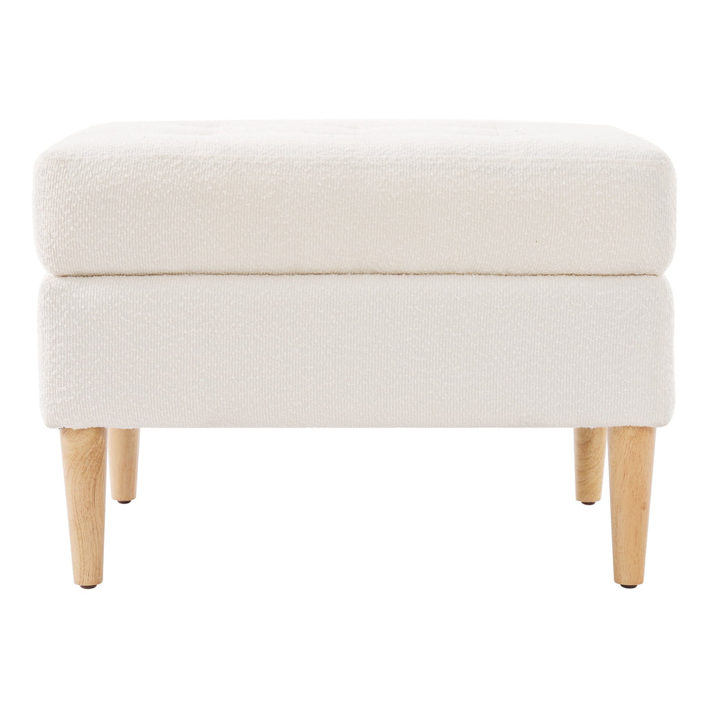 Elladera Christopher Knight Home Tufted Boucle Upholstered Ottoman with Rubberwood