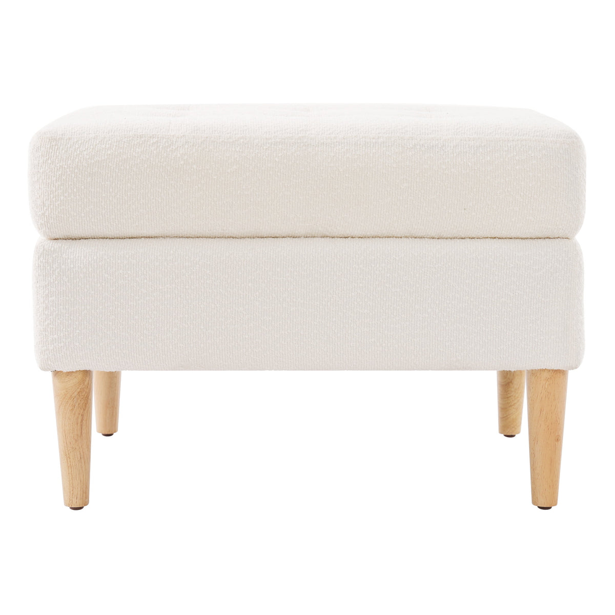 Elladera Christopher Knight Home Tufted Boucle Upholstered Ottoman with Rubberwood