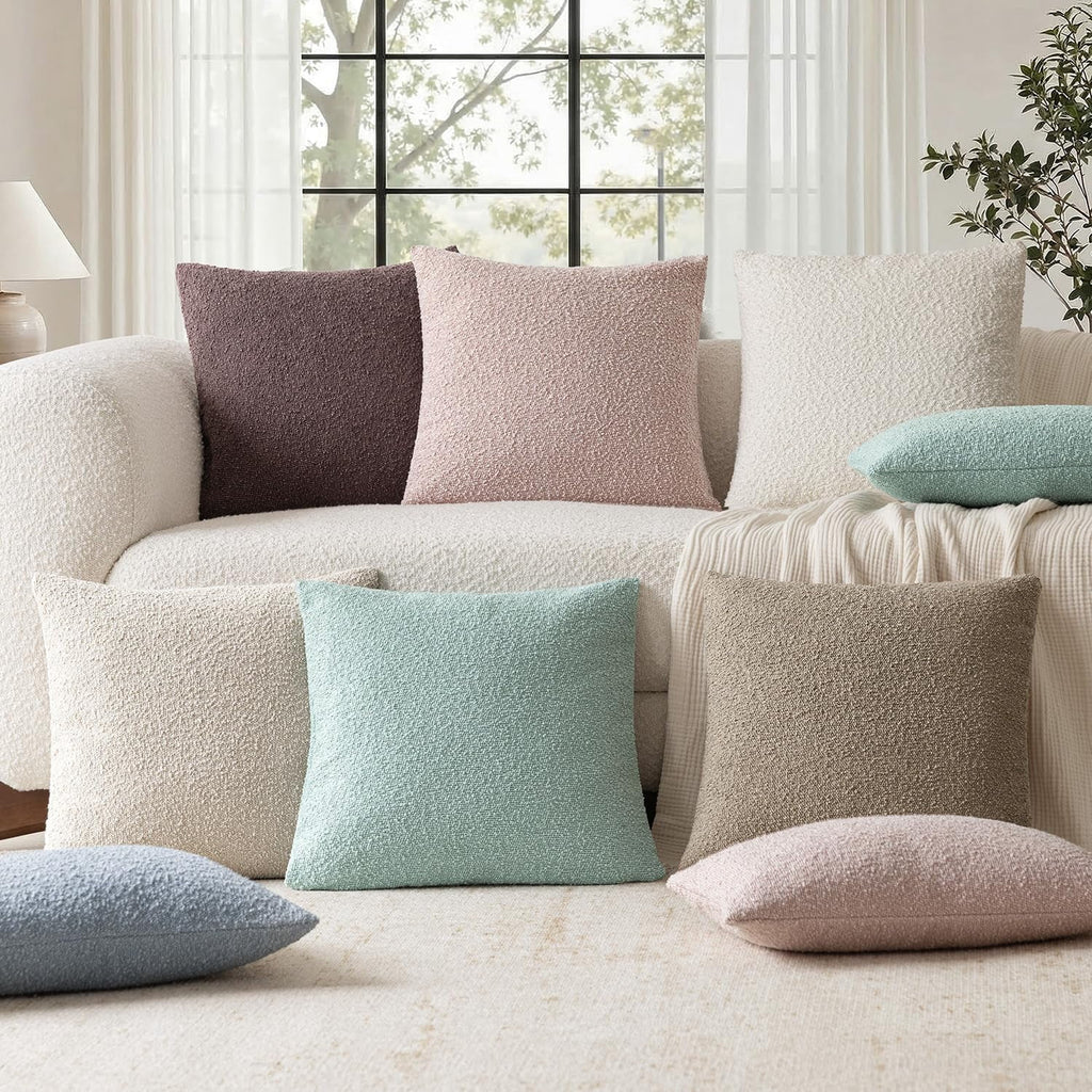 Elladera Pack Of 2 Textured Boucle Throw Pillow Covers Accent Solid Decorative