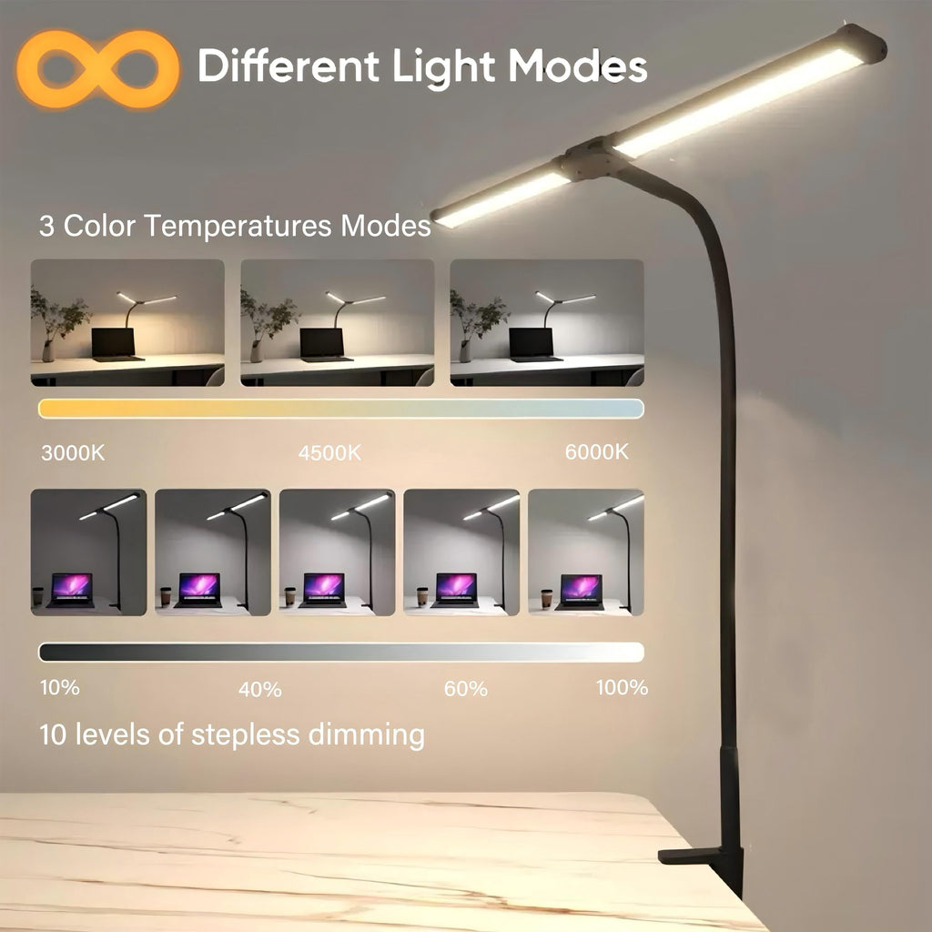 Elladera Desk Lamp- 12W Ultra Bright Auto Dimming Desk Light, Multi-Angle