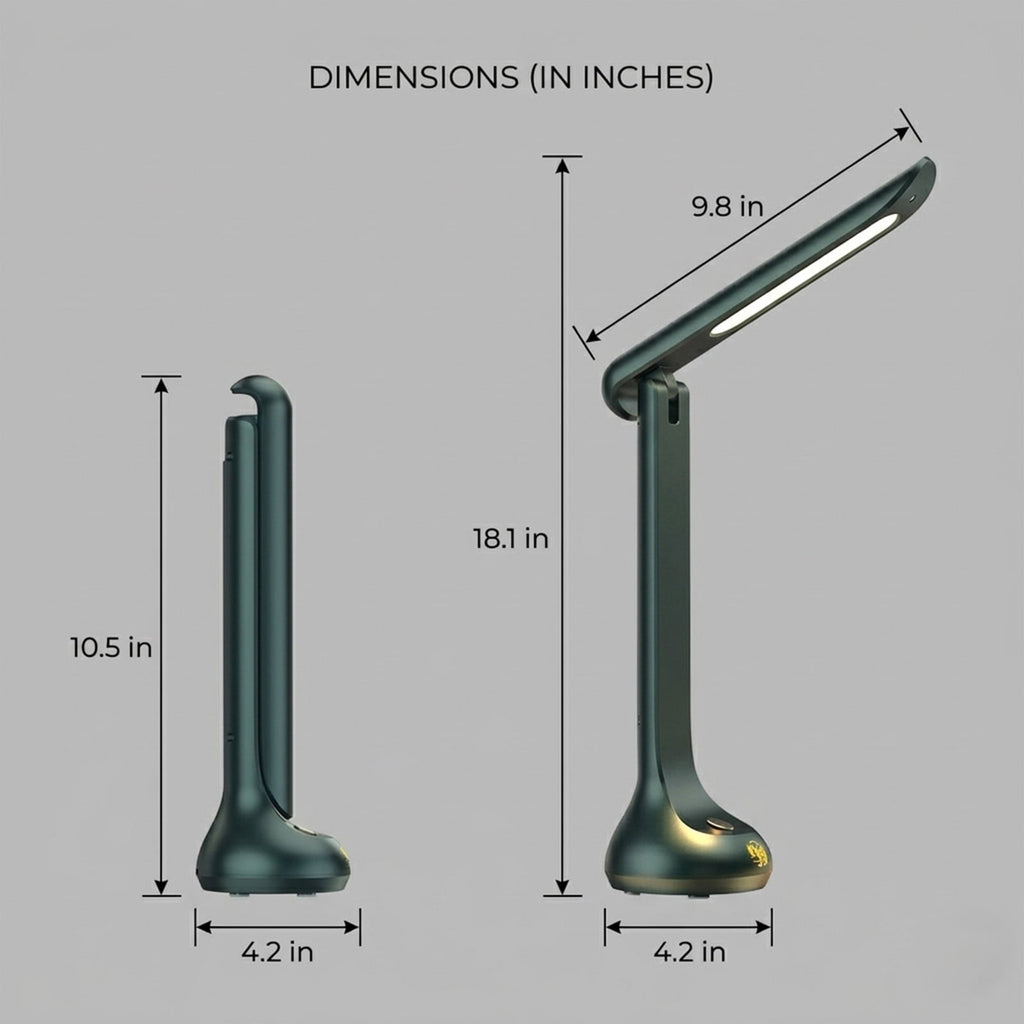 Elladera Cordless Rechargeable LED Desk Lamp, Dark Green, Adjustable Head