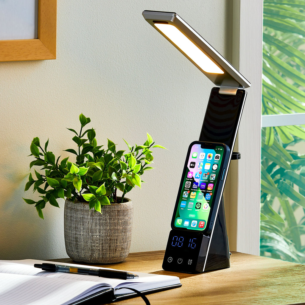 Elladera 10.9' 5-in-1 LED Dimmable Wireless Charging Foldable Hinge Desk Lamp