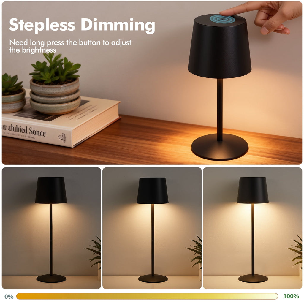 Elladera NATYSWAN Modern Black LED Desk Lamps 2-Pack, Adjustable Height, Touch