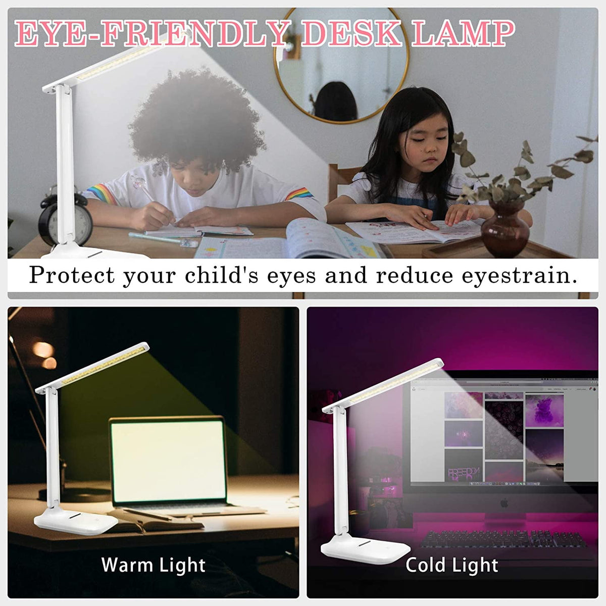 Elladera Wewdigi LED Desk Lamp with Adjustable Brightness Level for Eye Protection,