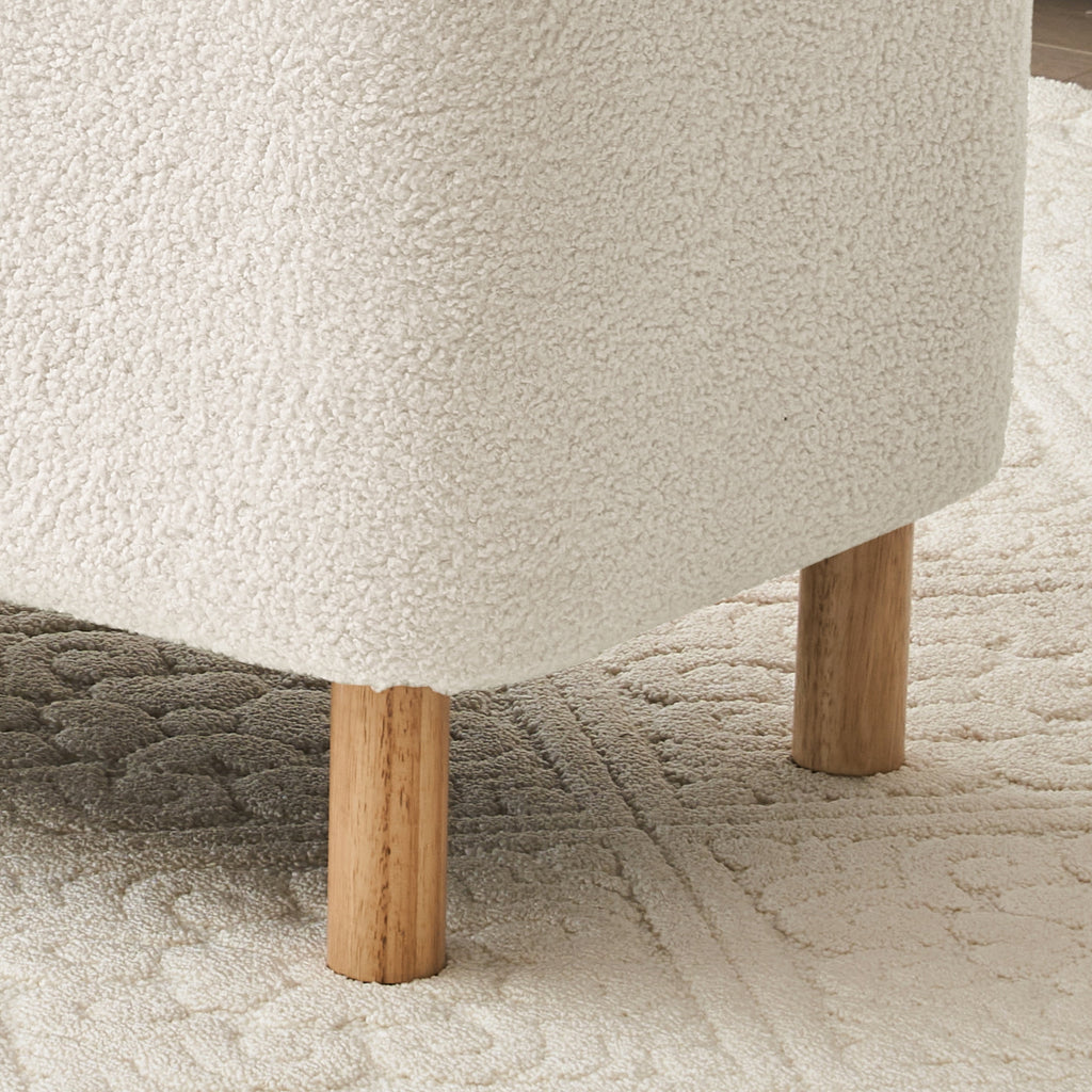 Elladera 39.5" Boucle Storage Ottoman Bench with Wood Legs for Living Room Bedroom