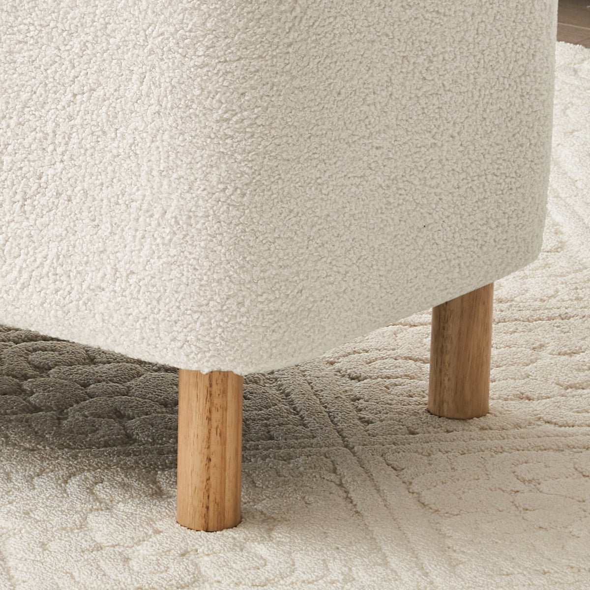 Elladera 39.5" Boucle Storage Ottoman Bench with Wood Legs for Living Room Bedroom