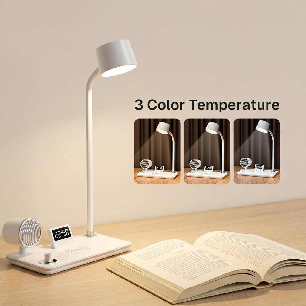 Elladera Behome 4-in-1 Desk Lamp with Wireless Charger, Digital Clock & Bluetooth