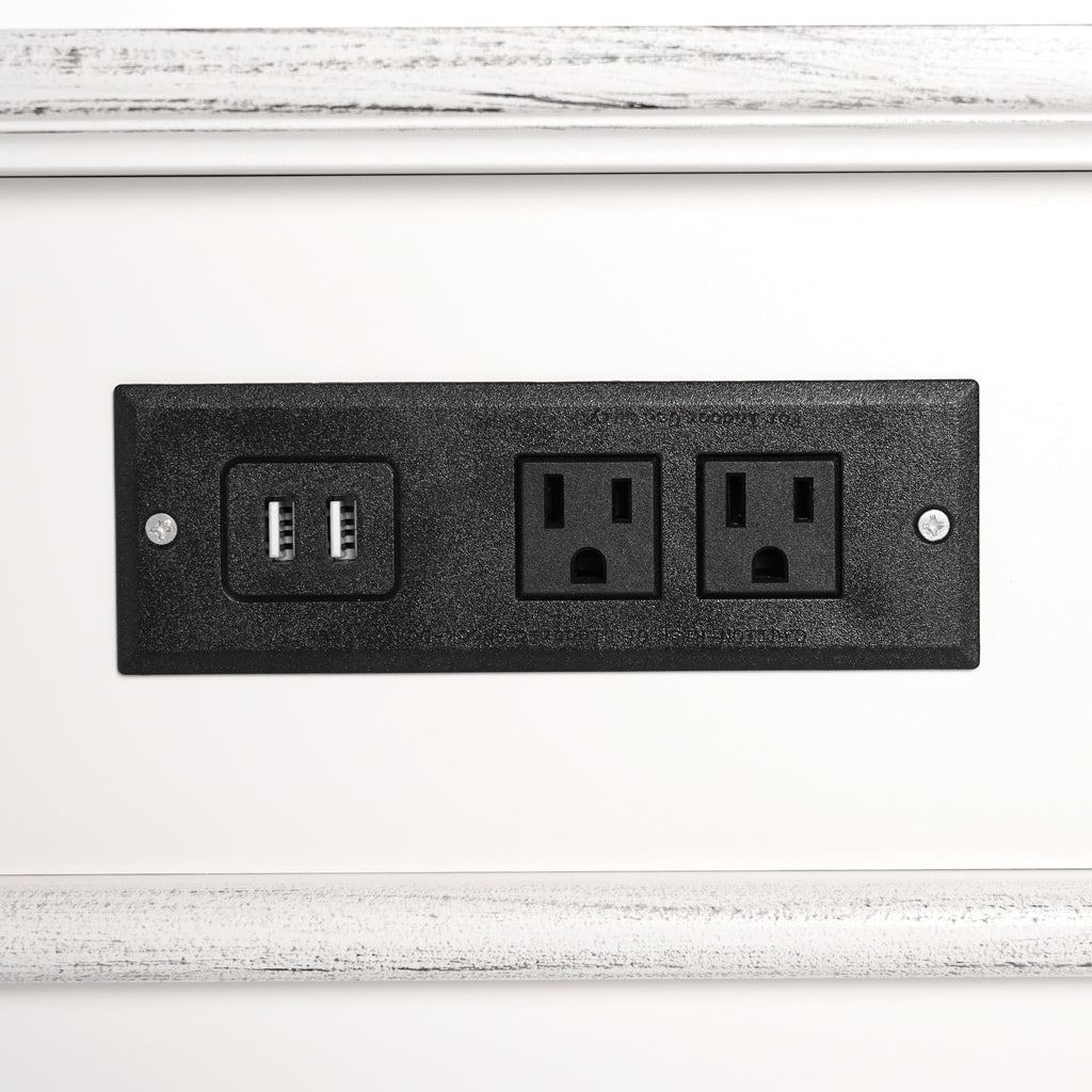 Elladera Solid Wood Nightstand with Outlets & USB Ports, 3 Drawer Traditional