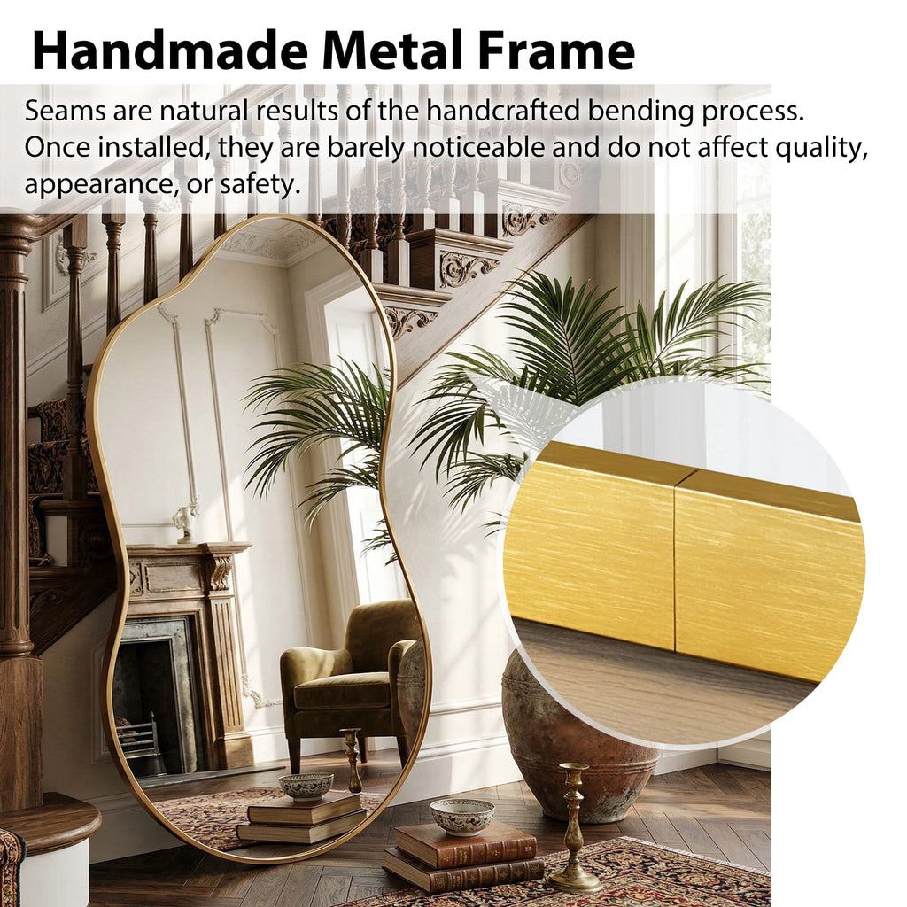 Elladera 24"x36" Irregular Wall Mirror, Cloud Shaped Gold Asymmetrical