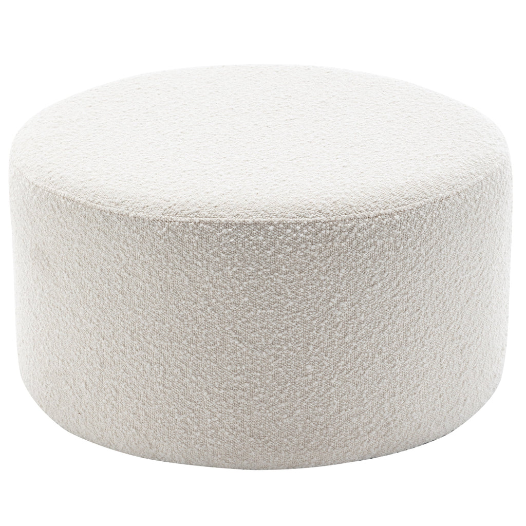 Elladera Modern Round Boucle Upholstered Ottoman with Soft Padded Seat