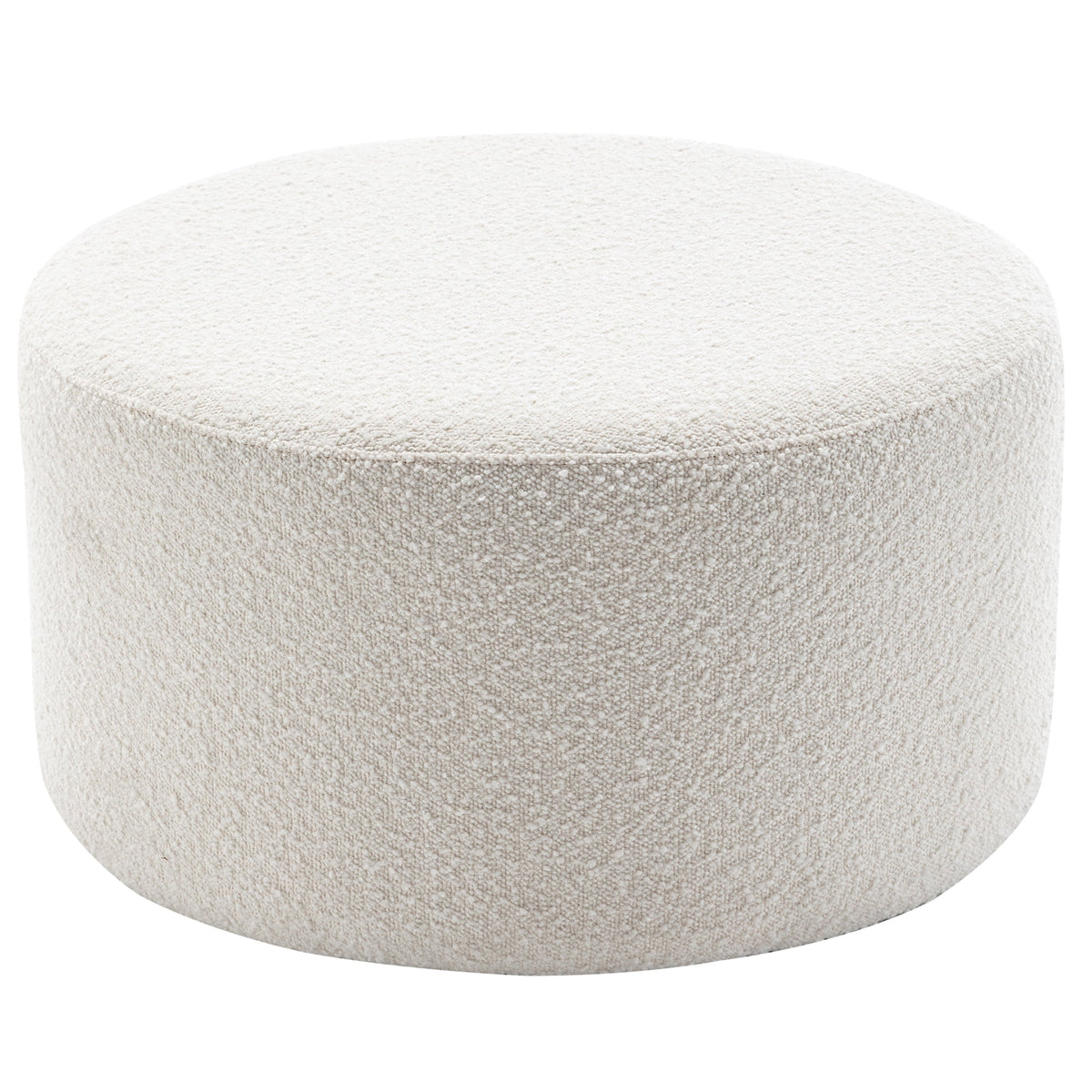 Elladera Modern Round Boucle Upholstered Ottoman with Soft Padded Seat