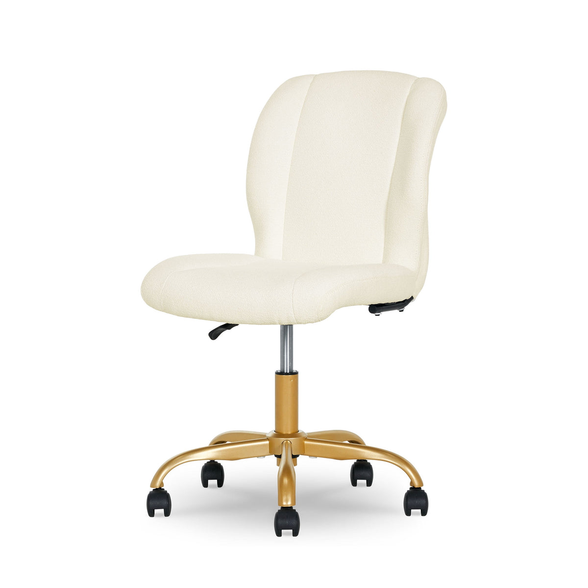 Elladera Bouclé Armless Office Chair for Adults and Teens, Cream