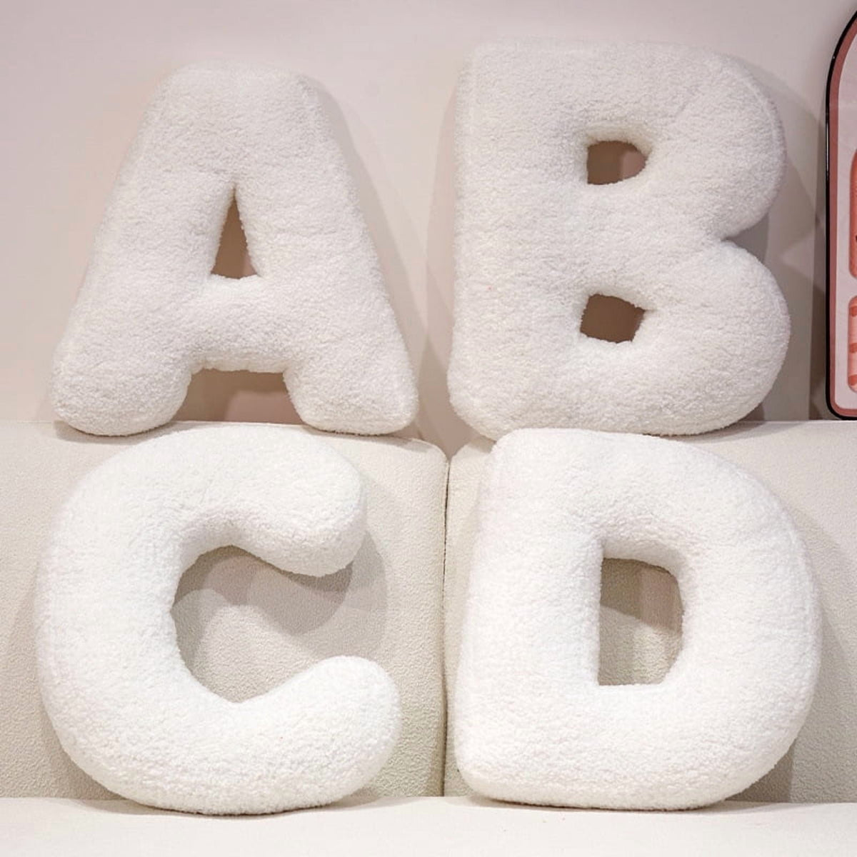 Elladera SFASYELY 15.7 Inch Boucle Letter Throw Pillow Soft Decorative Initial